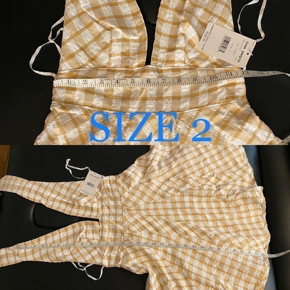 Free People Do The Twist Gingham Halter Mini Dress Tea Size 2 NWT - Picture 10 of 14